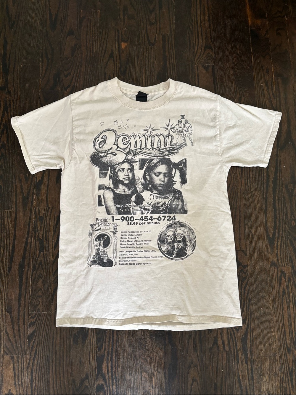 Vintage Graphic White Shirt - Gemini Design Mary Kate and Ashley